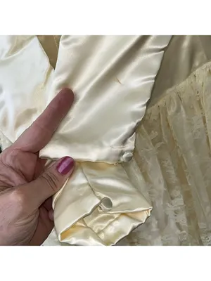 Vintage 50s Wedding Dress Ivory Lace Satin thumbnail 10