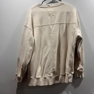 Aerie Beige Distress Crewneck Sweatshirt Sz Small thumbnail 6