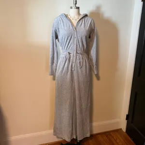 Anthropologie Grey Velour Lounge Jumpsuit thumbnail 3