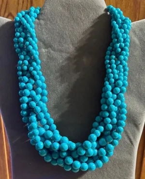 Chunky Beaded Necklace Blue thumbnail 1