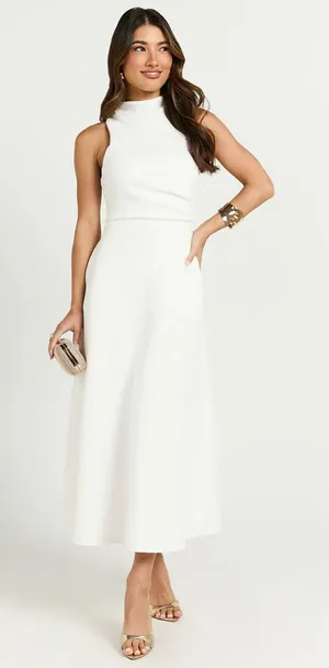 Showpo White High Neck Sleeveless Maxi Dress thumbnail 1