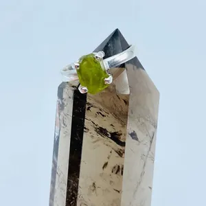 Natural Rough Green Apatite Rough Sterling Silver Ring Green thumbnail 5