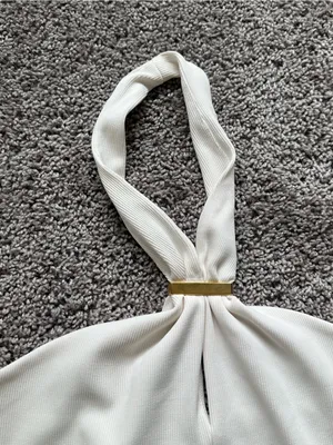 Mango Cream Halter Top with Gold Bar thumbnail 3