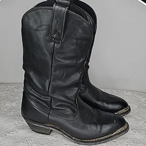 Shyanne Patsy Shy slouch western cowgirl black leather slip on boots sz 6.5 thumbnail 2