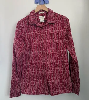 Ariat Women’s Large Alma Fitted Shirt Magenta Pink Western Rodeo Country thumbnail 1