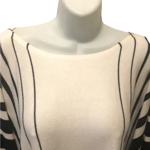 Lauren Ralph Lauren Knit Sweater Poncho Cape One Size White & Black Batwing thumbnail 4