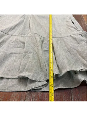 Tuckernuck Sage Green Linen Look 100% Cotton Drop Waist Ruffle Hem Shirt Dress S thumbnail 12