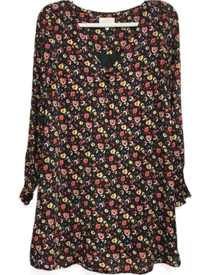 Sézane Carmen Black Floral Poppy Mini Flowy Dress Size 36 / 4 / Small thumbnail 1