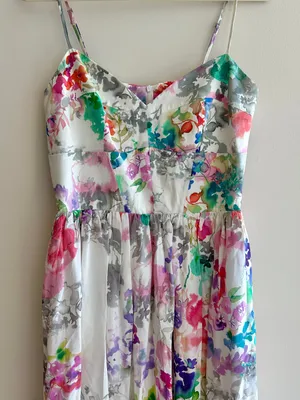 Amanda Uprichard Mai Tai Dress, Size Large, Floral Silk Garden Party Mini Dress thumbnail 3