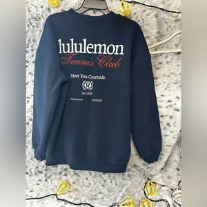 Lululemon 1007. Heavyweight Fleece Pullover Tennis Club sz large ptp 27 no sz tag thumbnail 3