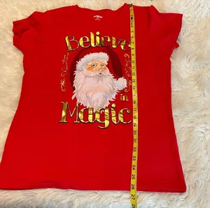 Believe in Magic Santa Christmas Red T Shirt Size XL but measures like a Large thumbnail 6
