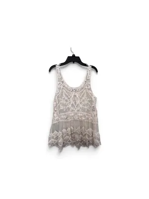Express Lace Overlay Ivory Tank Top thumbnail 2