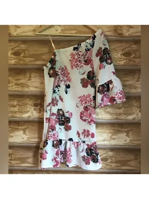 Indulge In Style floral one shoulder bell sleeve Medium dress thumbnail 10
