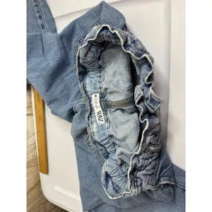 ZARA High‎ Waisted Denim Jeans Paperbag Waist Straight Leg Women S thumbnail 5