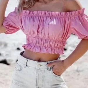 Zara stretch poplin crop thumbnail 1
