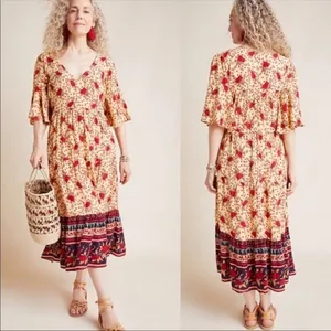 Faithfull The Brand X Anthropologie Melia Midi Dress Cottagecore Boho US 10 thumbnail 2