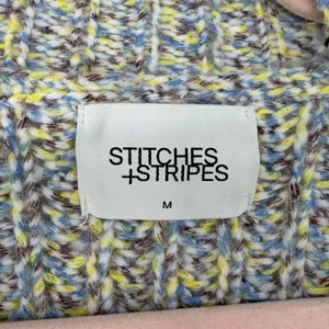 Stitches‎ + Stripes Womens Chunky Knit Cardigan Sweater Blue Yellow M Slouchy thumbnail 4
