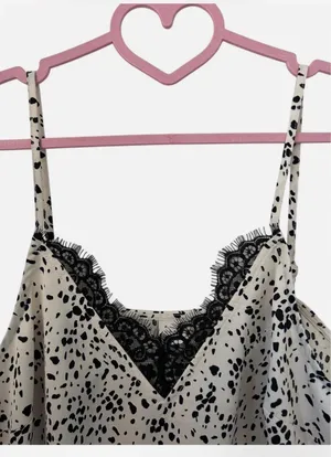 A New Day Black & White Satin Lace Tank thumbnail 2