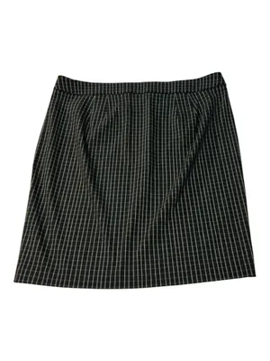 ELLE Plaid Windowpane Check Skirt Black White Tailored Size XL thumbnail 2