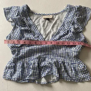 Universal Threads Blue Check Ruffle Peplum Top Small thumbnail 5