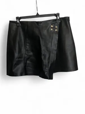 ZARA Black Faux Leather Mini Skirt thumbnail 2