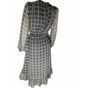 Anthropologie‎ dRA Cicero Wrap Asymmetric Dress Ruffle Plaid Boho Blue - Large thumbnail 7
