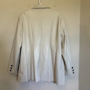 Avec Les Filles Faux Leather Structured Boyfriend Blazer Cream‎ Beige XL thumbnail 13