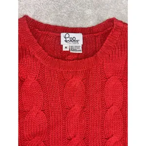 Lilly Pulitzer Sweater Womens Medium Cable Knit‎ Cashmere Pullover Outerwear Red thumbnail 3