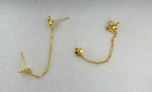 Double Piercing Dangle Chain Butterfly Earrings for Women thumbnail 4