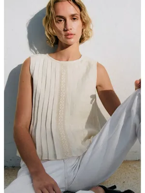 Sézane MOLLY Blouse - Ecru - Linen thumbnail 1
