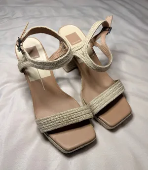 Dolce Vita Raffia Espadrille Ankle Strap Heels Block Heel Size 9 thumbnail 1