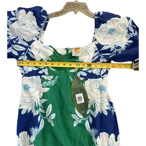 FARM Rio Soft Garden Linen-Blend Mini Dress Size Small Green Blue NWT thumbnail 6