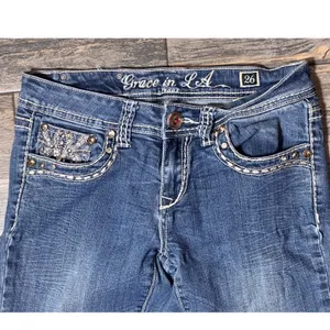 Grace in LA Jeans Size 5/26 TALL Bootcut Embellished Denim Bling Y2K Western‎ thumbnail 5