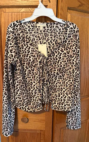 See You Monday Cheetah Print Tie Cardigan thumbnail 2