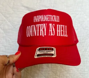 Unapologetically country as hell trucker hat Red thumbnail 1