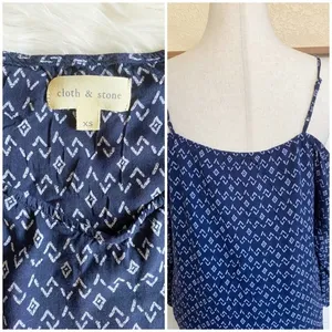 Anthropologie Cloth & Stone Cold Shoulder Swing Dress in True Navy -‎ XS thumbnail 6