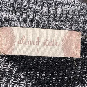 Altar'd State Chevron Cardigan Lg Black Gray Open Front Boho Lightweight Sweater thumbnail 3
