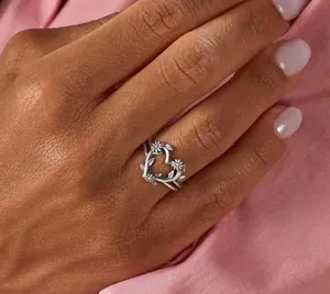 Gorgeous Stainless Steel Silver Hollow Heart Ring Size 8 thumbnail 2