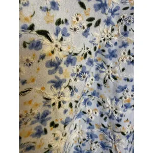 Solitaire Blue Floral Patchwork Ruffle Puff Top shirt blouse crochet boho cottag thumbnail 5