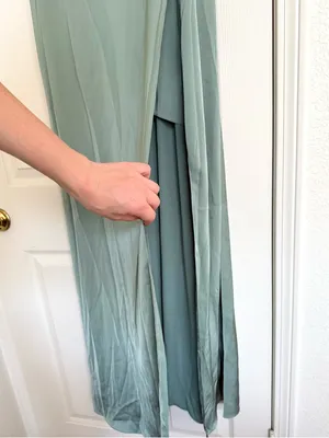 Azazie x Kendall Kylie Halsey green ALine Side Slit Metallic Satin Maxi Dress 6 thumbnail 4