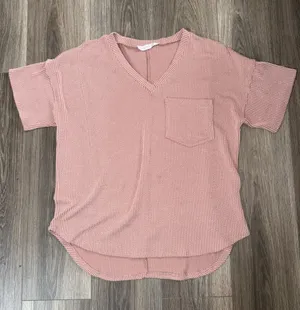 Altar'd State Dusty Rose Pink Ribbed Front Pocket Shirt Size Small Casual Basics thumbnail 1