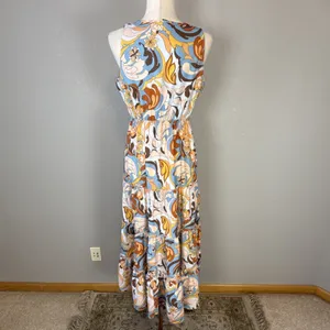 Boston‎ Proper Tiered Midi Maxi Dress Size S Sleeveless V-Neck Retro Paisley thumbnail 5