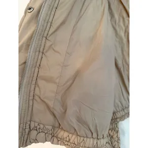 Current Air Tan Cropped Puffer Jacket Womens Large Popcorn Smocked Zip Up Beige thumbnail 4