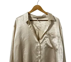 FREE PEOPLE Shooting For The Moon Satin Long Sleeve Button Up Top Shirt Blouse thumbnail 5
