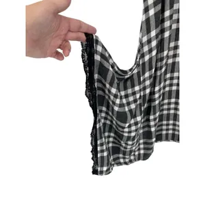 Zara Black White Gingham Lace Slit Shark-bite‎ Hem Size S Y2K Grunge Boho Punk thumbnail 6