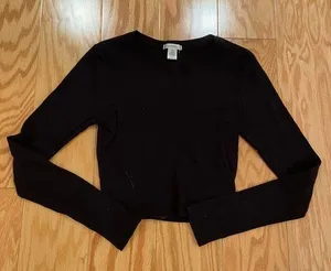 Bozzolo Black Long Sleeve Crop Top thumbnail 1