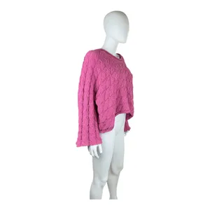 POL Pink Cable Knit‎ Oversized Cropped Sweater Size S thumbnail 8