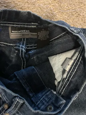 Rocawear Dark Blue Denim Jeans with White Contrast Stitching sz 12 Boys thumbnail 5