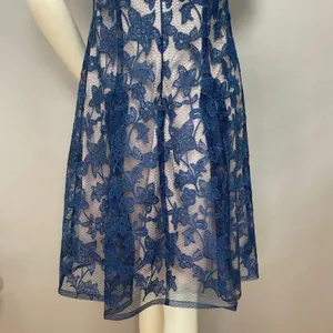 Adrianna Papell Lace Dress Illusion Lace Fit‎ and Flare Short Sleeve Sz 6 Floral thumbnail 7