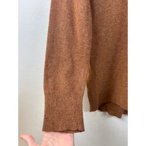 J. Crew Women's M Wool Blend Brown V-Neck Long Sleeve Tunic Sweater Side Slit‎ thumbnail 5
